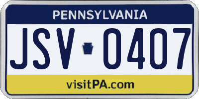 PA license plate JSV0407
