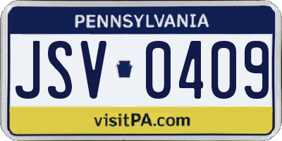 PA license plate JSV0409