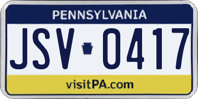 PA license plate JSV0417