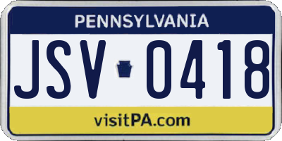 PA license plate JSV0418