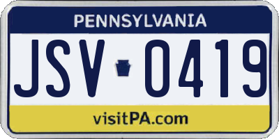 PA license plate JSV0419