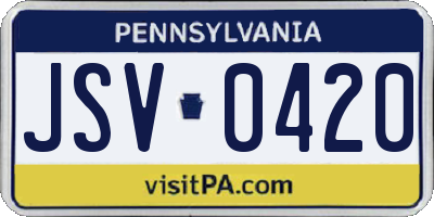 PA license plate JSV0420