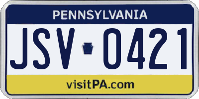 PA license plate JSV0421
