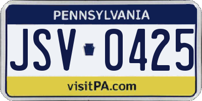 PA license plate JSV0425