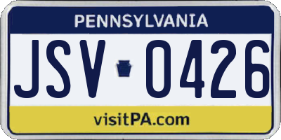 PA license plate JSV0426