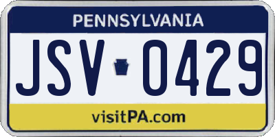 PA license plate JSV0429