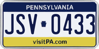 PA license plate JSV0433