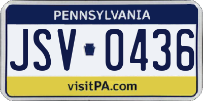 PA license plate JSV0436