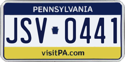 PA license plate JSV0441