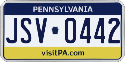 PA license plate JSV0442