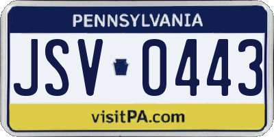 PA license plate JSV0443