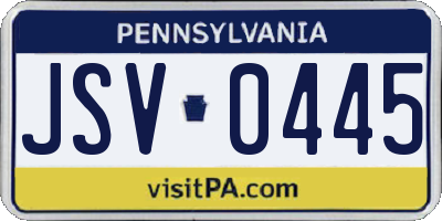 PA license plate JSV0445