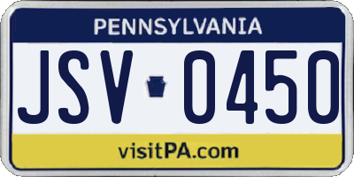 PA license plate JSV0450
