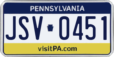 PA license plate JSV0451