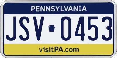 PA license plate JSV0453