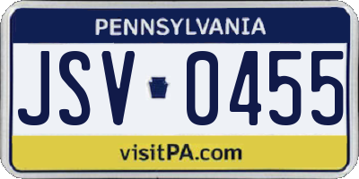 PA license plate JSV0455