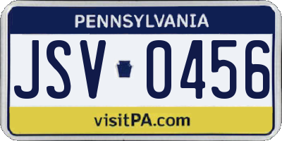 PA license plate JSV0456
