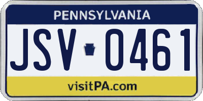 PA license plate JSV0461