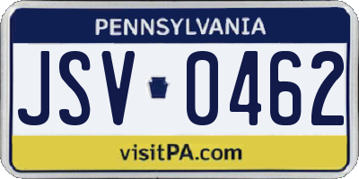 PA license plate JSV0462