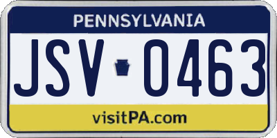 PA license plate JSV0463