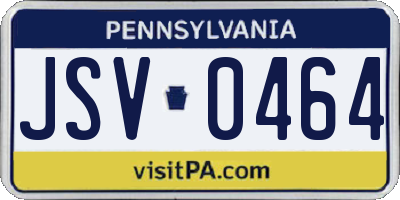 PA license plate JSV0464