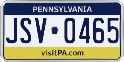 PA license plate JSV0465