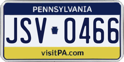 PA license plate JSV0466
