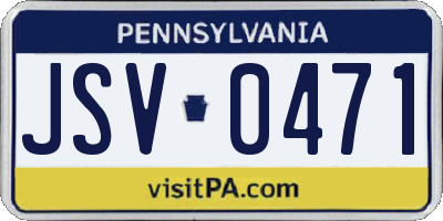 PA license plate JSV0471