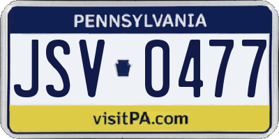 PA license plate JSV0477