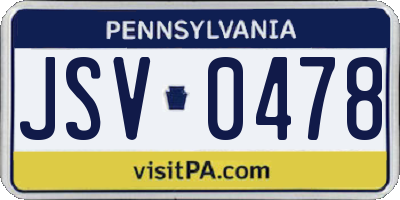 PA license plate JSV0478