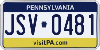 PA license plate JSV0481