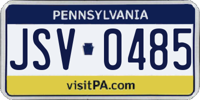 PA license plate JSV0485