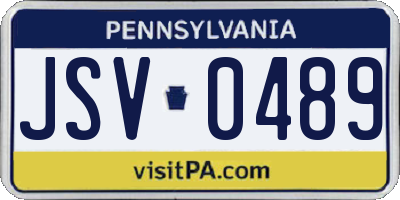 PA license plate JSV0489