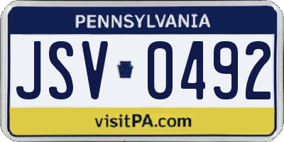 PA license plate JSV0492