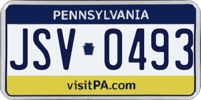 PA license plate JSV0493