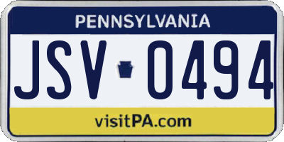 PA license plate JSV0494