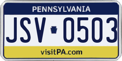 PA license plate JSV0503