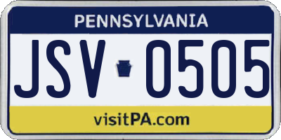 PA license plate JSV0505