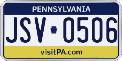 PA license plate JSV0506