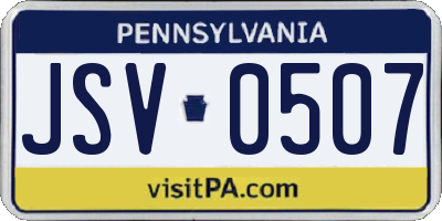 PA license plate JSV0507
