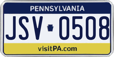 PA license plate JSV0508