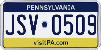 PA license plate JSV0509
