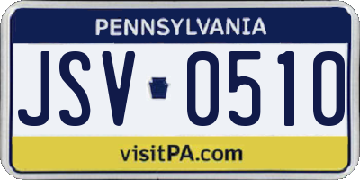 PA license plate JSV0510