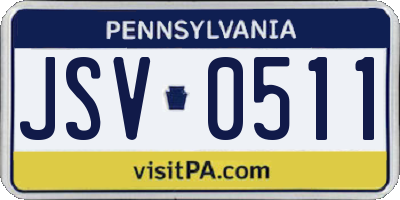 PA license plate JSV0511