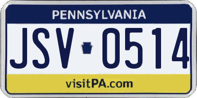 PA license plate JSV0514
