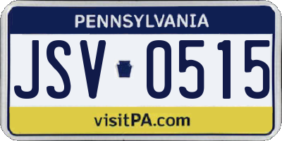 PA license plate JSV0515