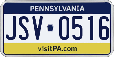 PA license plate JSV0516