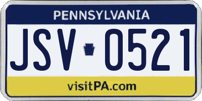 PA license plate JSV0521