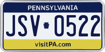 PA license plate JSV0522