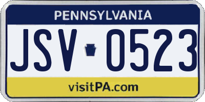 PA license plate JSV0523
